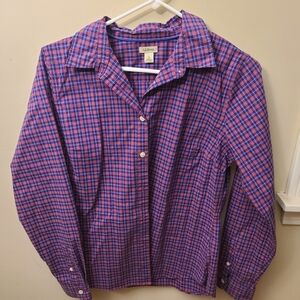 LL BEAN button up plaid dress Shirt